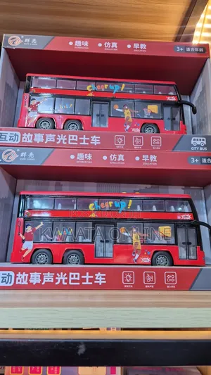 Double Decker Kids Bus Toy With Lights & Sounds - Friction Powered