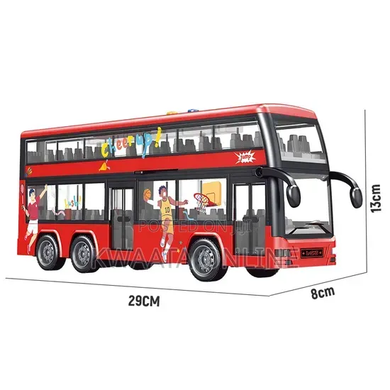 Double Decker Kids Bus Toy With Lights & Sounds - Friction Powered