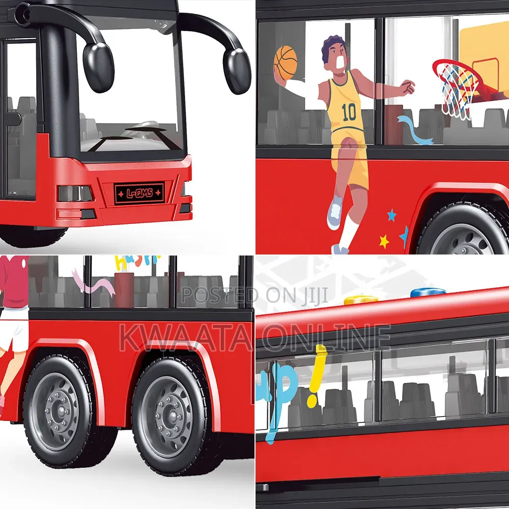 Double Decker Kids Bus Toy With Lights & Sounds - Friction Powered