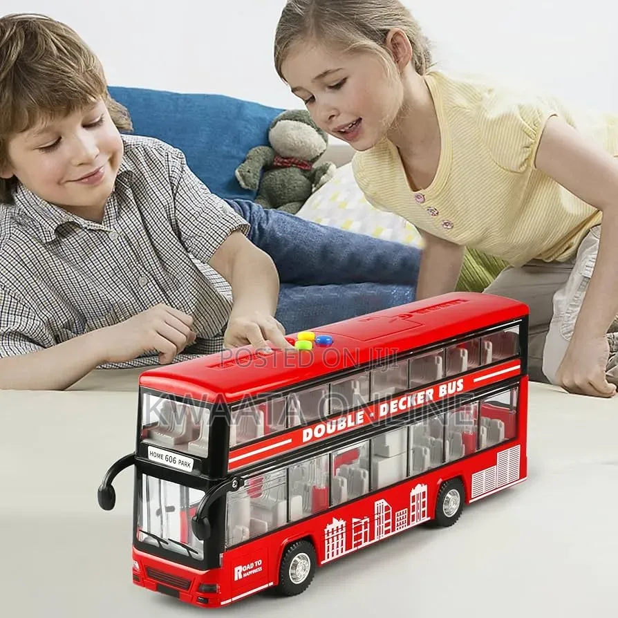 Double Decker Kids Bus Toy With Lights & Sounds - Friction Powered