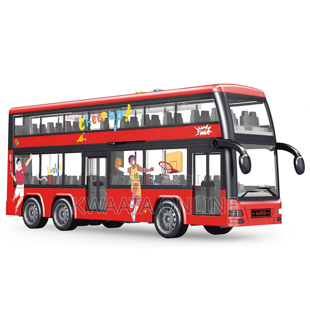 Double Decker Kids Bus Toy With Lights & Sounds - Friction Powered