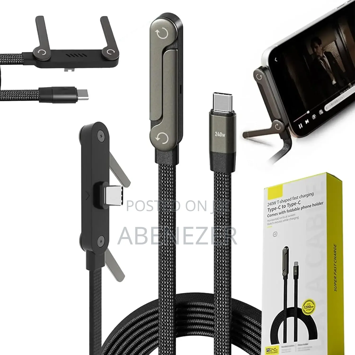 240w Super Fast Charge Type-c To C Cable + Foldable Phone Stand