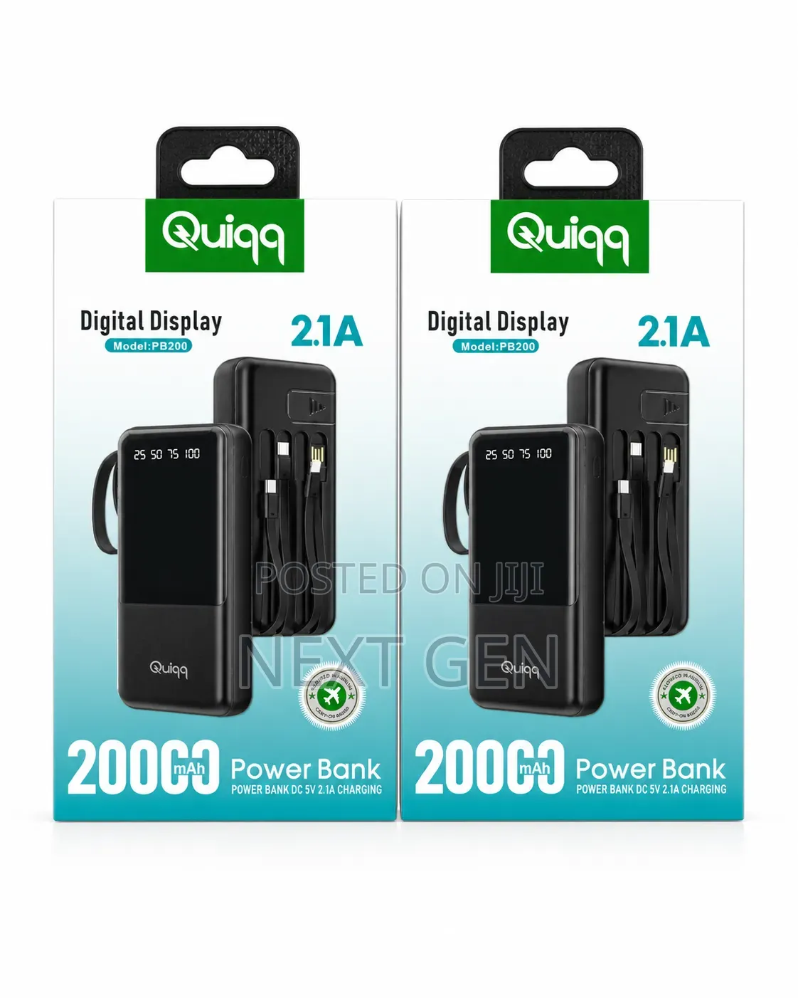 Quiqq 20,000 Mah With Built in Cables