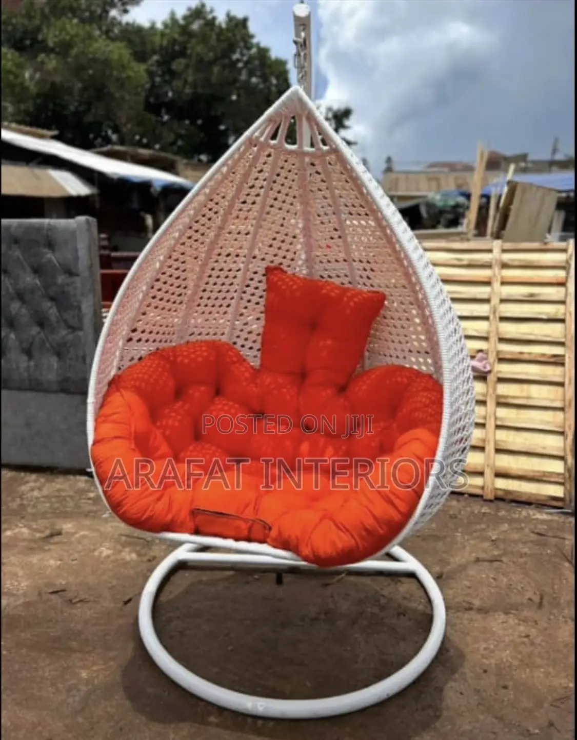 White Swing Chair Basket
