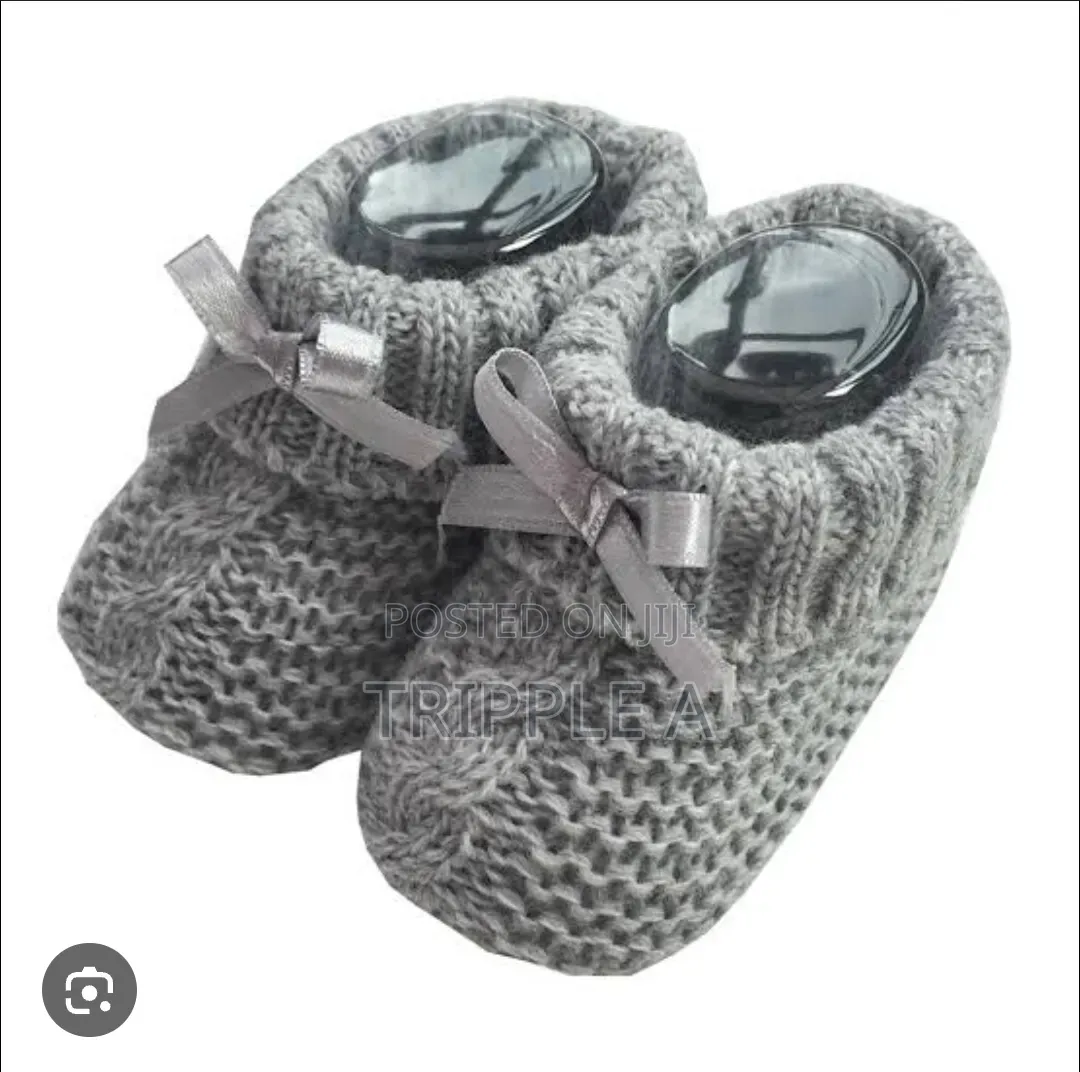 Grey Knitted Baby Booties