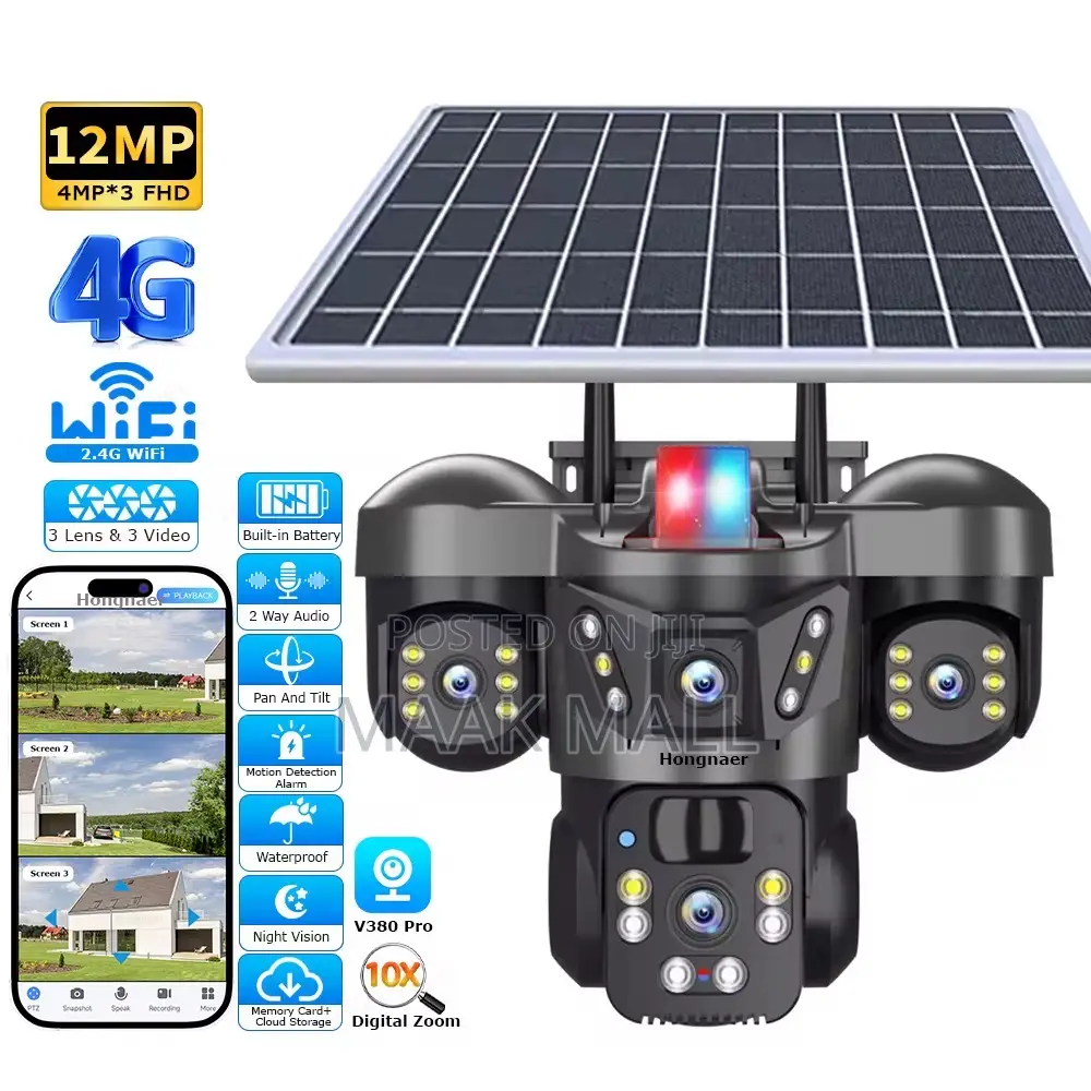 V380 - Ultra Hd Smart Solar Camera With 4 Lenses 360 Rotation