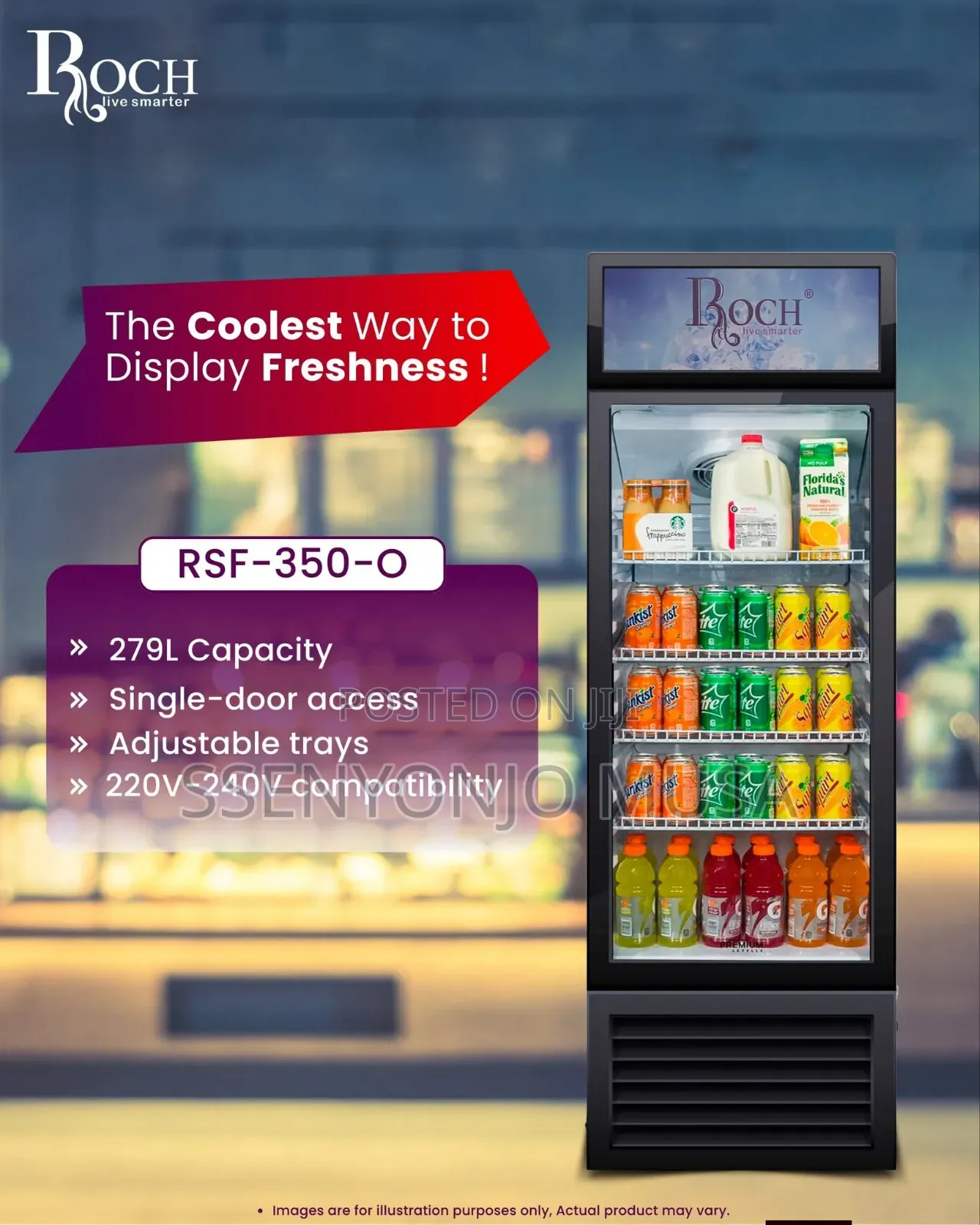 Roch Rsf-350l Display Fridge – 350l Beverage Showcase Chiller
