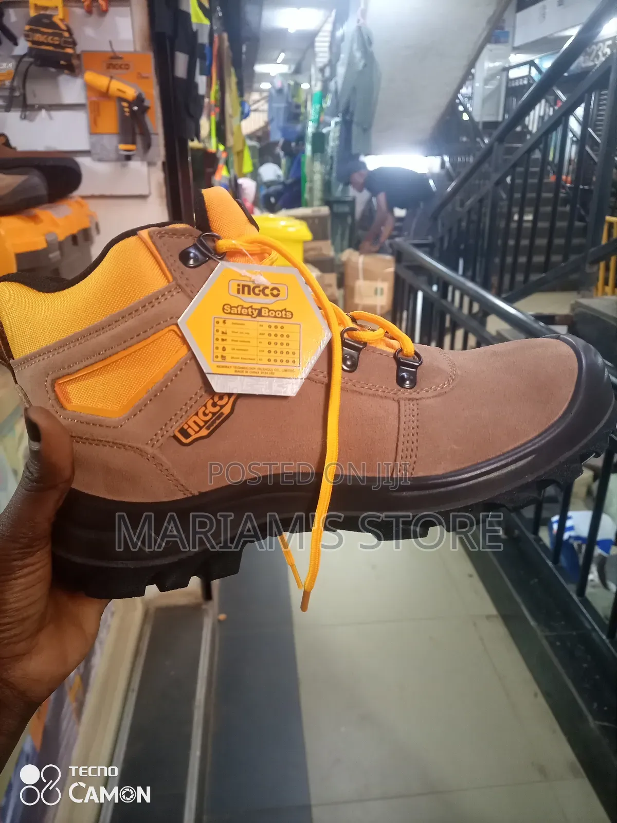 Ingco Safety Boots With a Brown Suede and Reinforced Steel Toe.