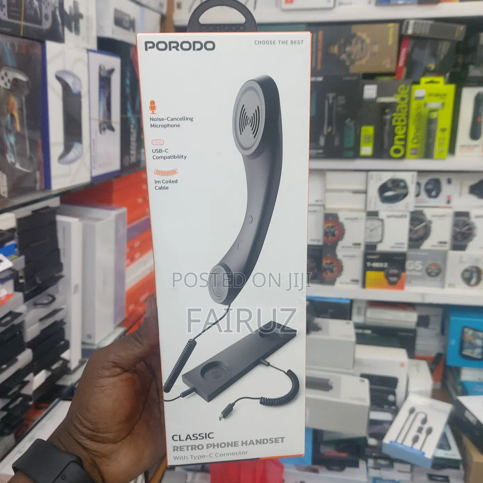 Porodo Classic Retro Phone Headset With Type-C Connector