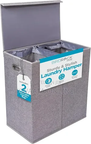 Double Laundry Hamper With Removable Lid and Mesh Bags Sturdy Design