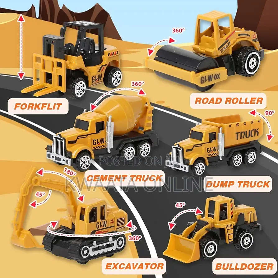 Kids Construction Truck Toy Set Toddler Car Digger,Crane Dump Etc.