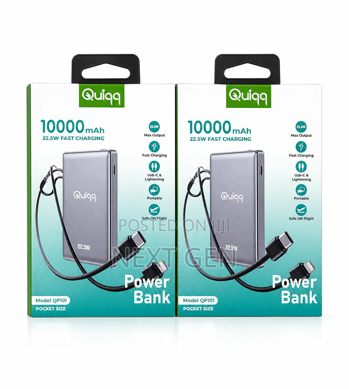 Original Quiqq 10000mah Powerbank 22.5watts Fast Charge iPhone+Type C