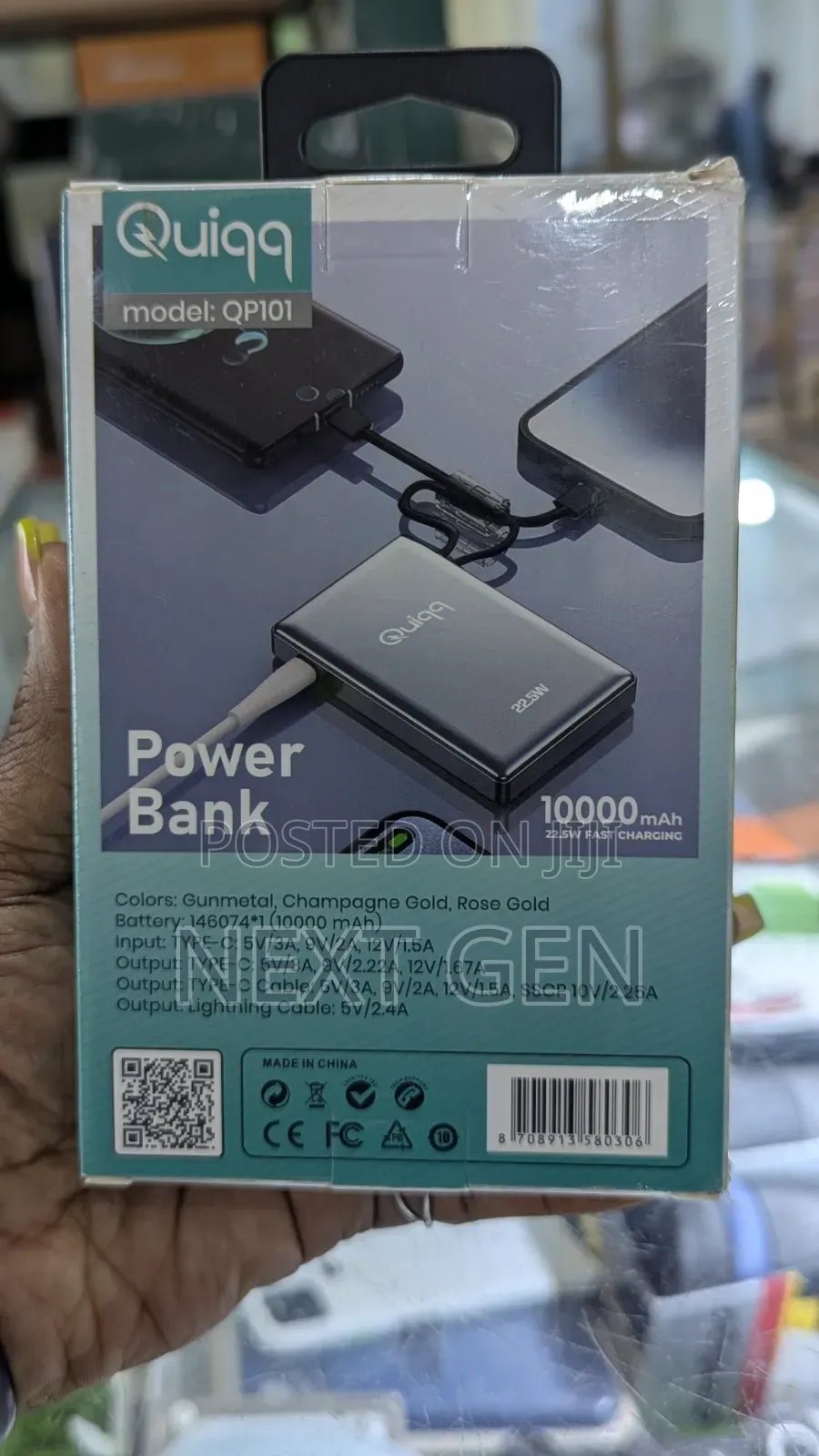 Original Quiqq 10000mah Powerbank 22.5watts Fast Charge iPhone+Type C