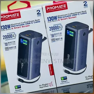 Promate Super Fast Portable Charger, 20000mah Capacity Power Bank