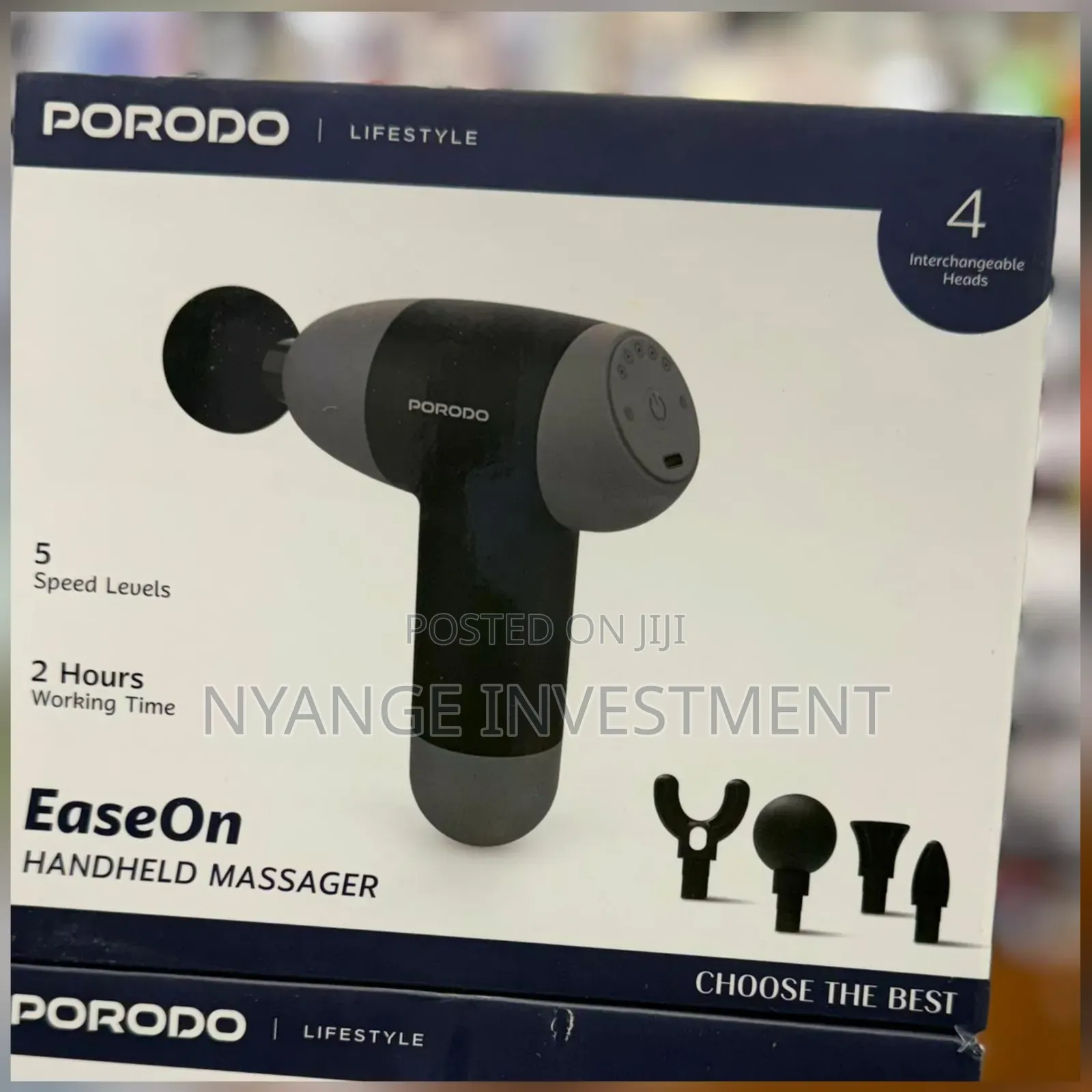 Porodo Easeon Handheld Massager With 4 Interchangeable Heads .