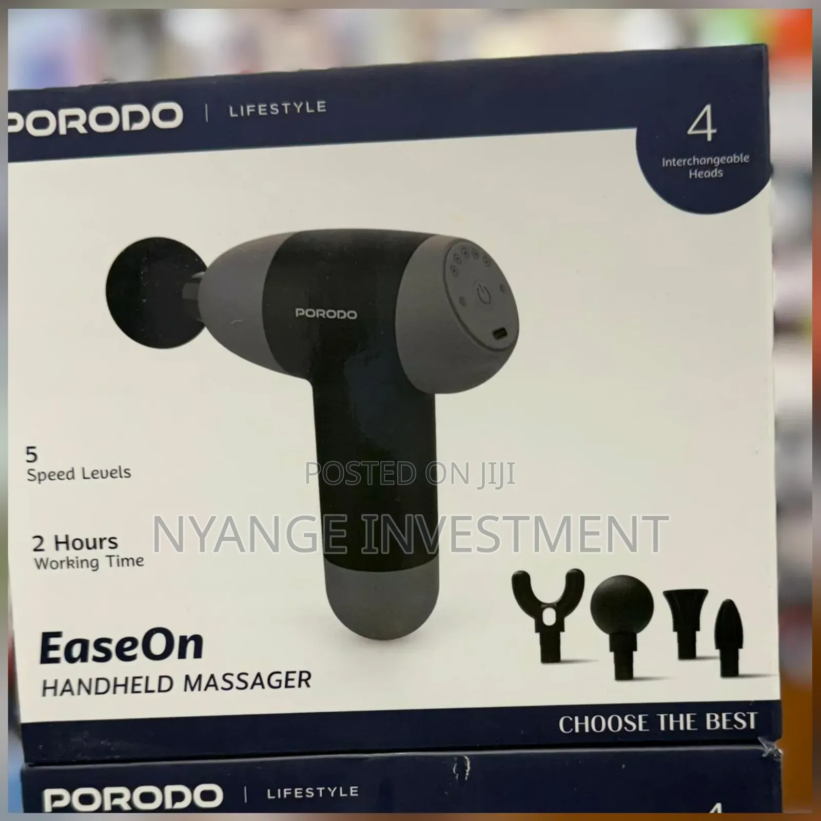 Porodo Easeon Handheld Massager With 4 Interchangeable Heads .
