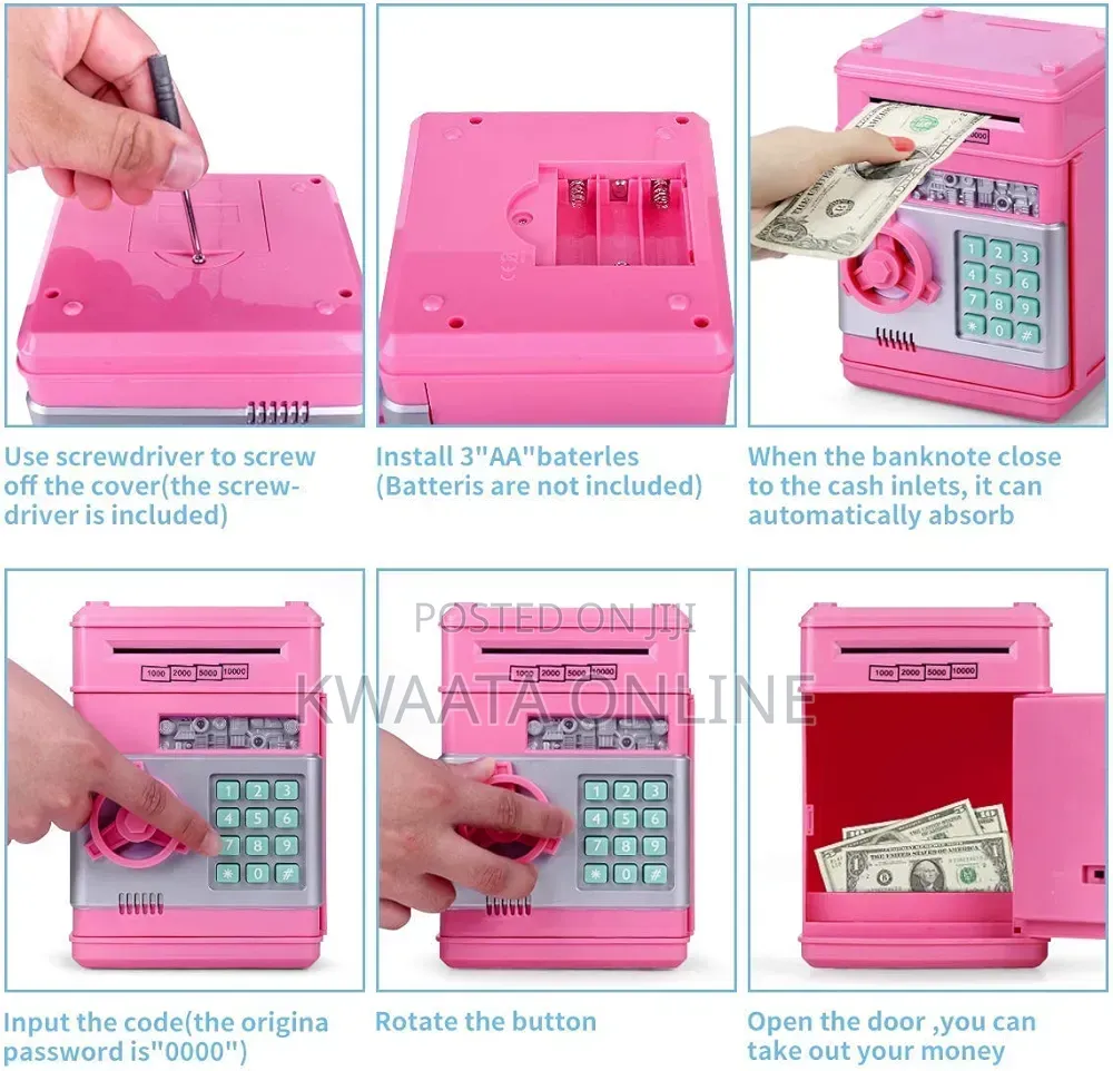 Electronic Password Piggy Bank Cash/Coin Can Money Locker Auto Insert