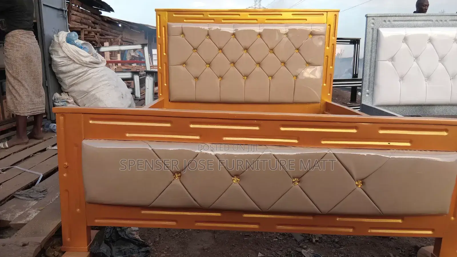 Bed 5by6 in Gold and Beige Colour
