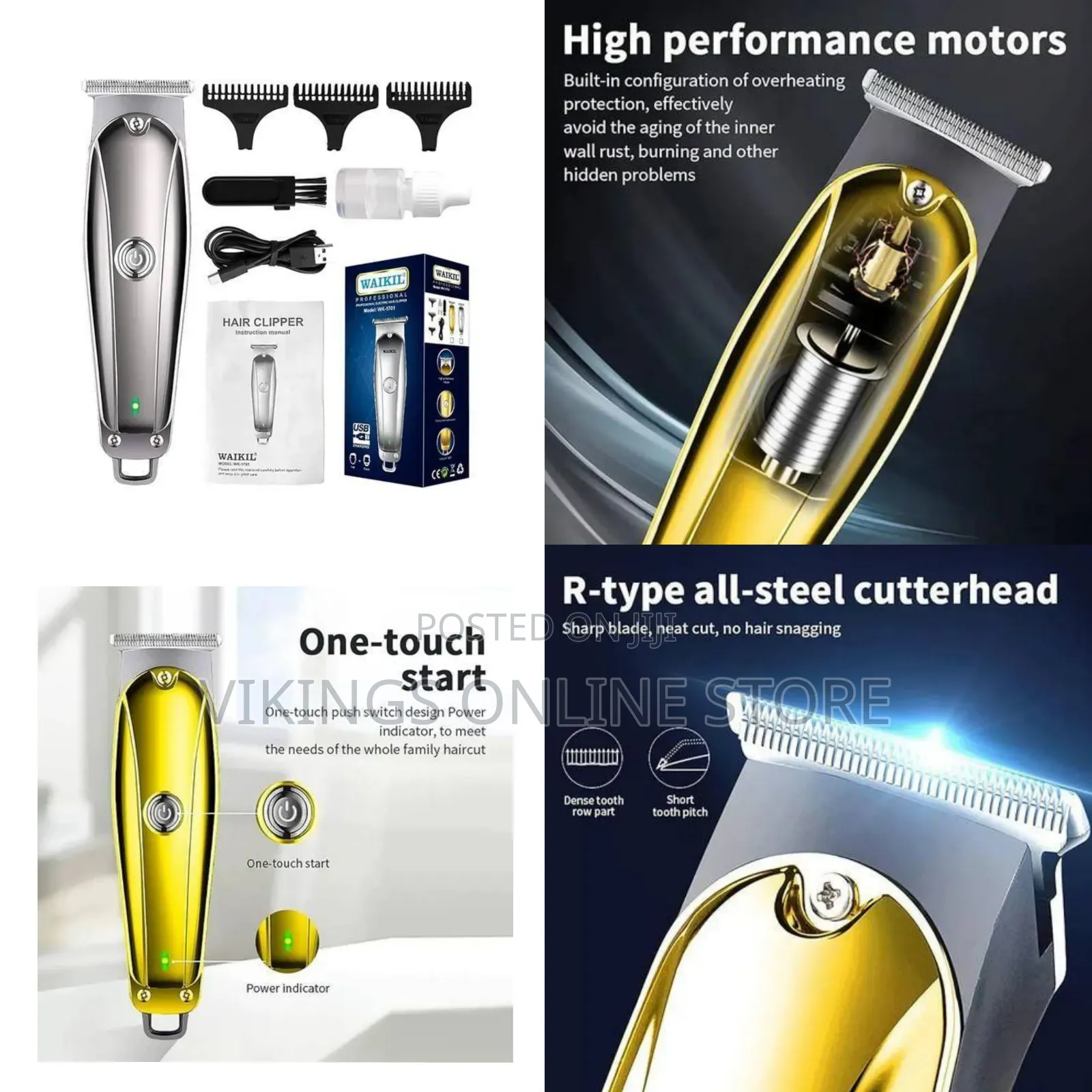 Cordless Rechargeable Professional Hair Clipper Kit for Men