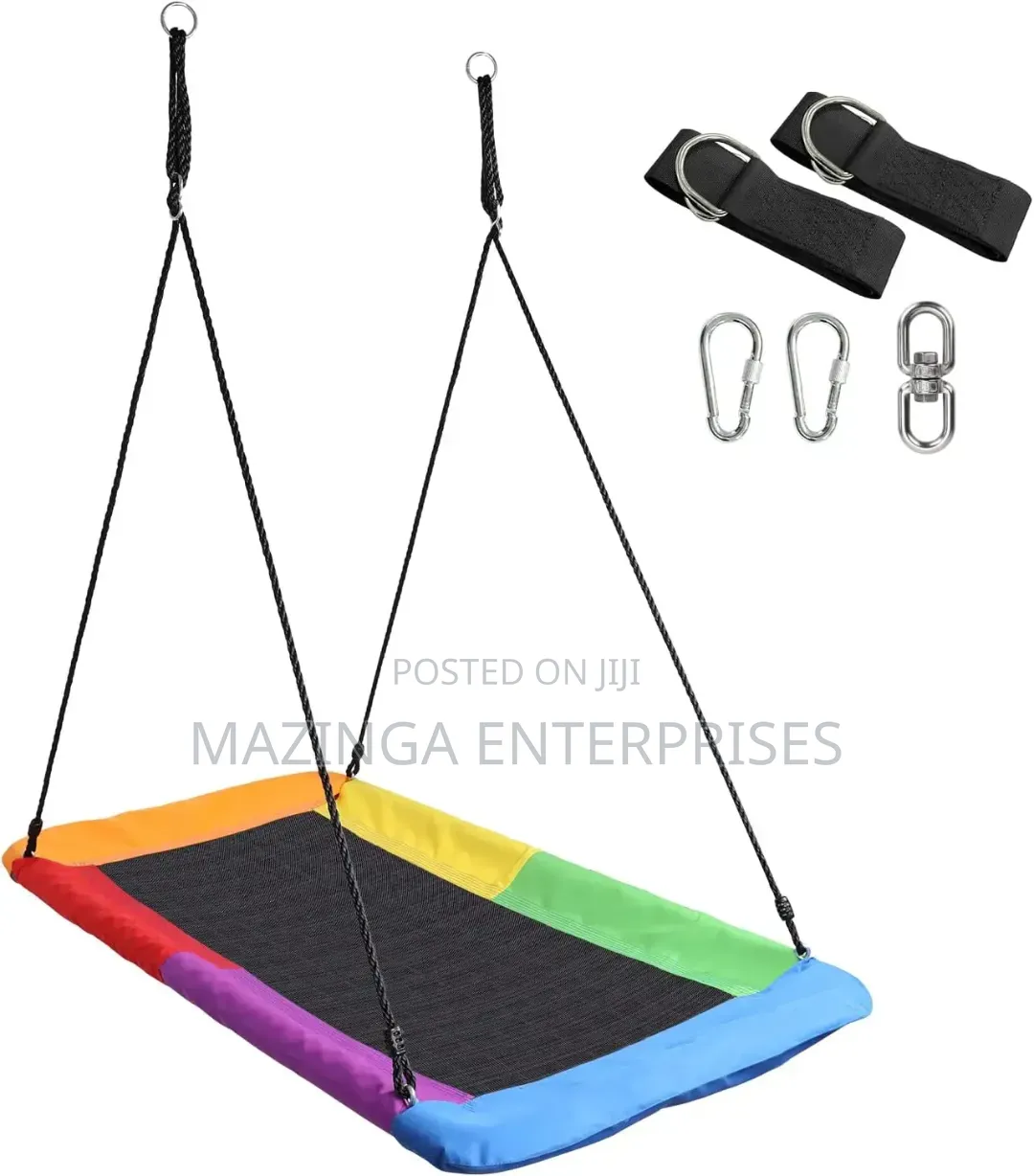 Rectangular Saucer Tree Swing Chair Wth Black Mesh Seat