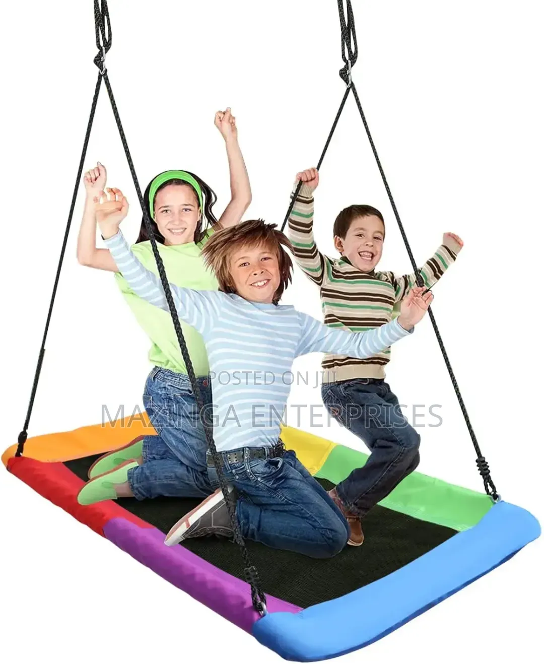 Rectangular Saucer Tree Swing Chair Wth Black Mesh Seat