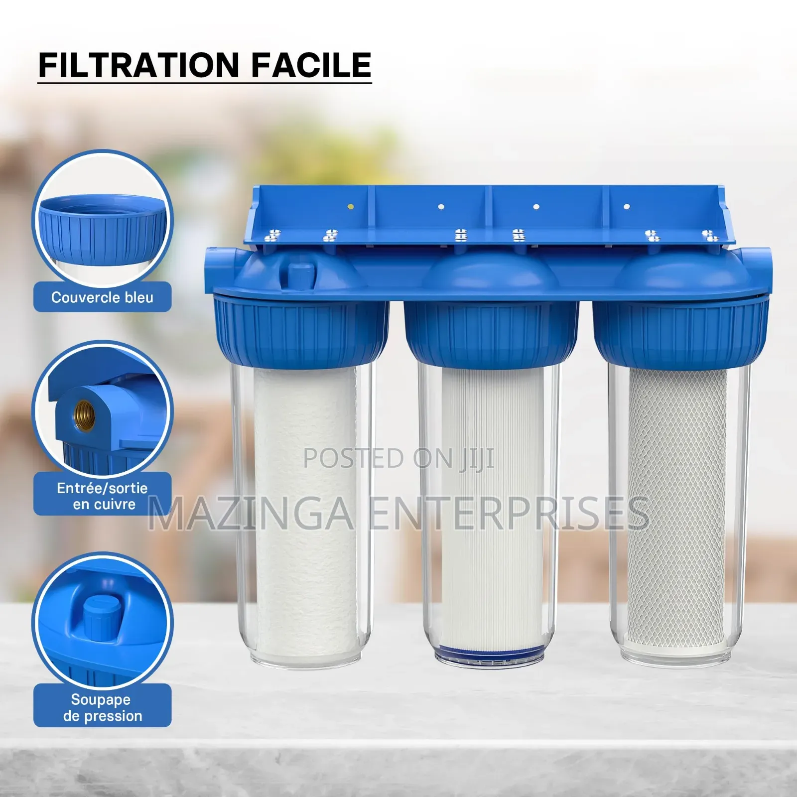 10" a-Class 3-Stage Water Filtration System Designed for Domestic Use.