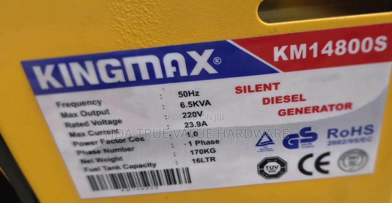 Generator 6.5kva Kingmax 100%