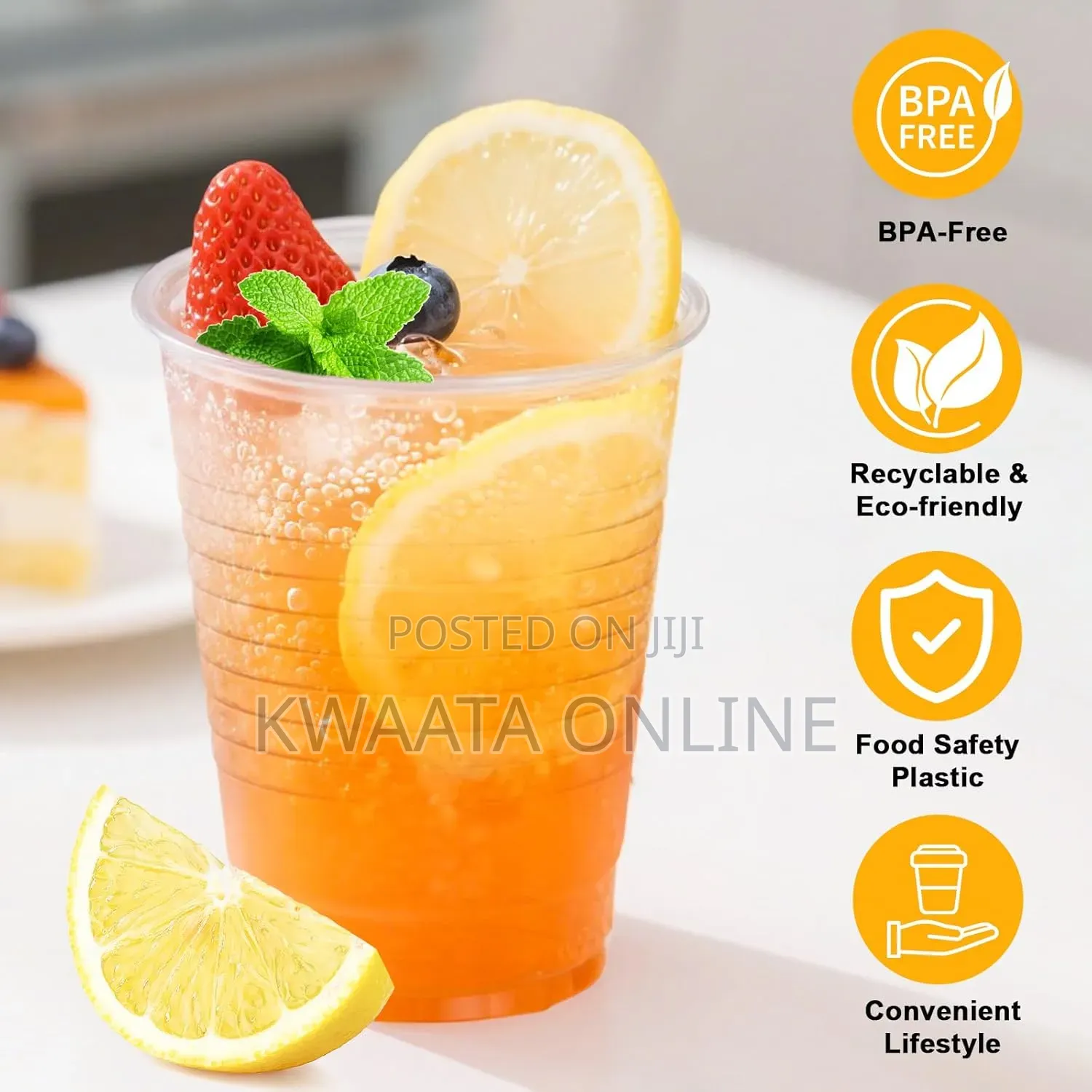 25 Piece Pack Plastic Shot Clear Disposable Party Cups 500ml Each