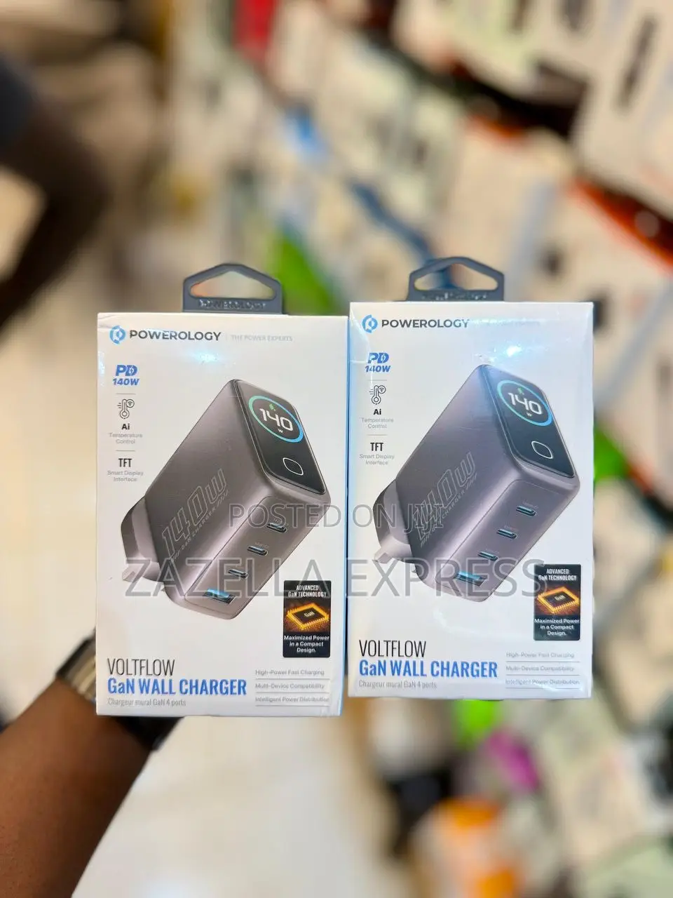 Powerology Volt Flow 140w Usb-C Charger, Wall Charger Type