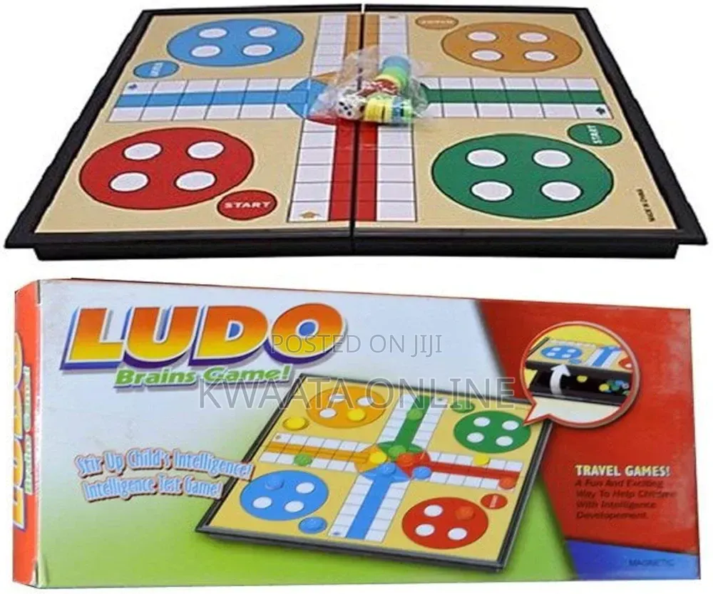 Foldable Ludo Brain Game With Full Set of Dices and Pawns