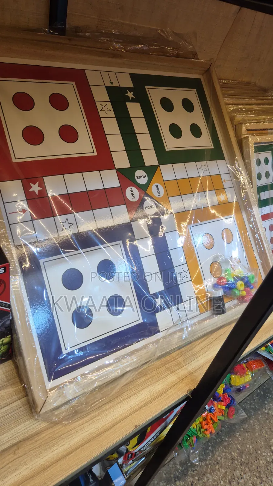 Wood Frame Ludo Board Game Big Size With Coins,Glass Finish(24x24inch)