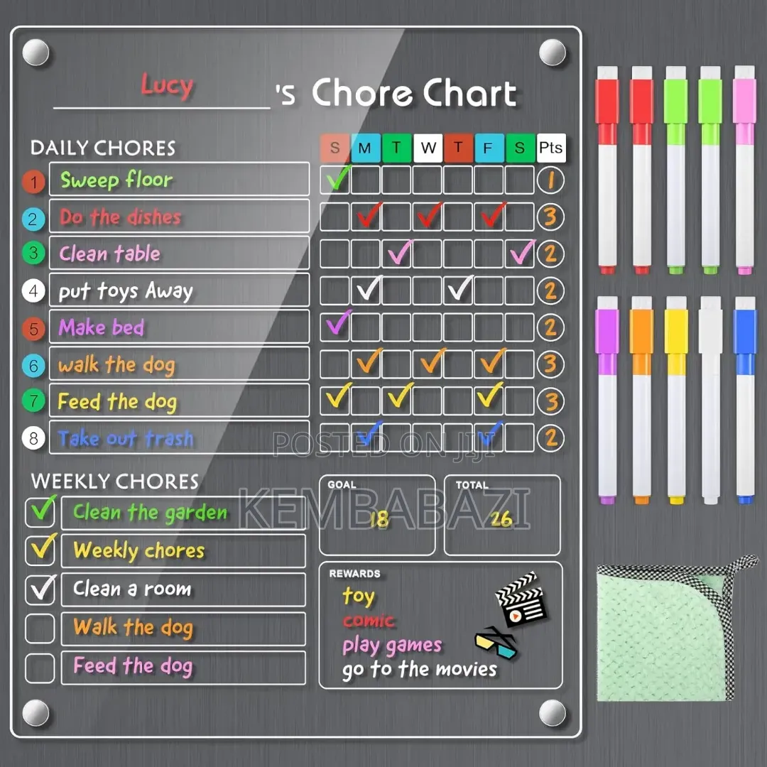 Magnetic Acrylic Dry Erase Chore Charts
