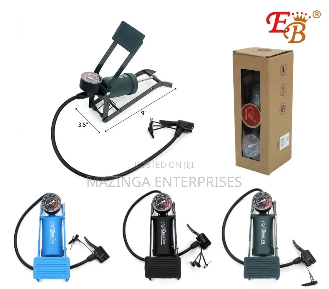 Buster Heavy-Duty Single Cylinder Pedal Foot Pump With Pressure Gauge