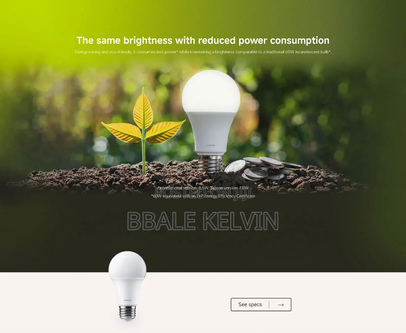 Xiaomi Mi Smart Led Bulb (Cool White),E27 8.5w 806lm – 16m