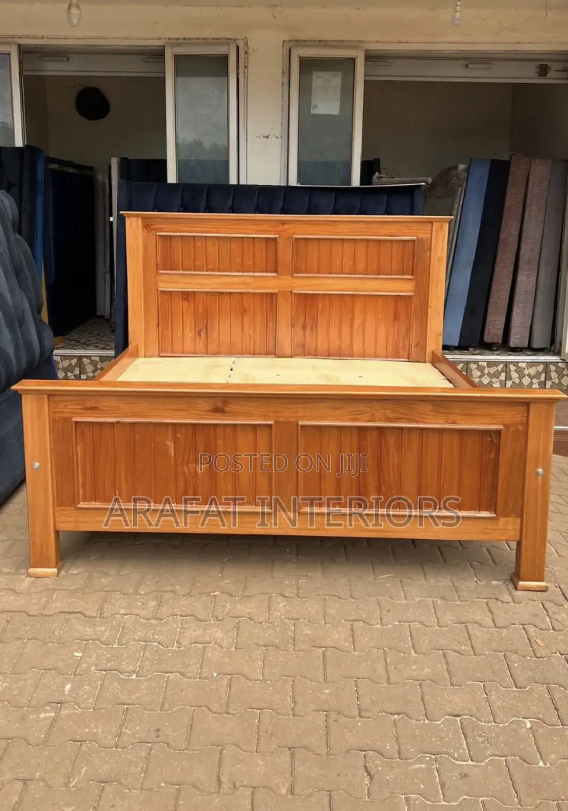 Modern Solid Wood Panel Bed – Clean Strong Design