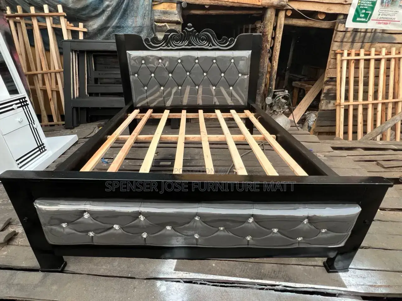 Bed 5by6 Black and Grey Colour