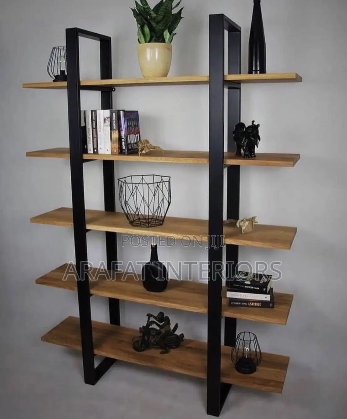 Black Metal Wooden Book  Shelve