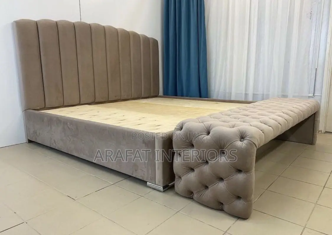Stunning Beige Tufted Upholstered Bed