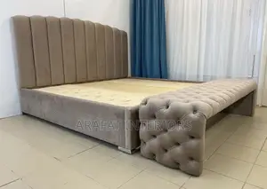 Stunning Beige Tufted Upholstered Bed
