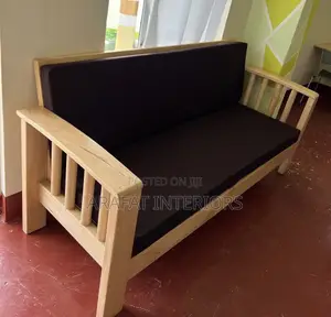 Stylish Natural Wood 3-Seater Sofa