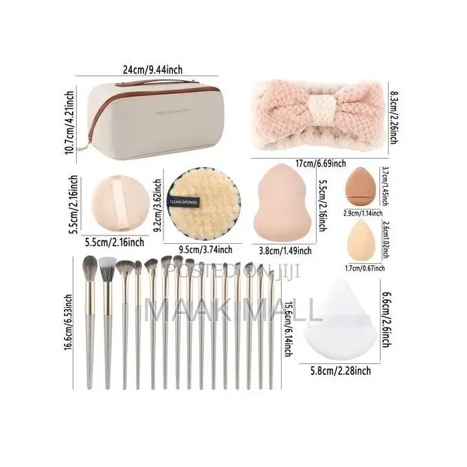 36 Beauty Tools With Square Cosmetic Bag Set