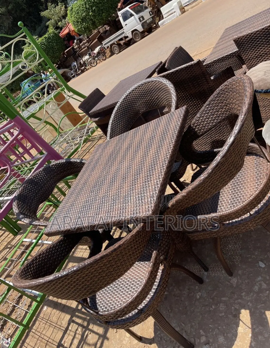 Premium Dark Brown Wicker Dining Set
