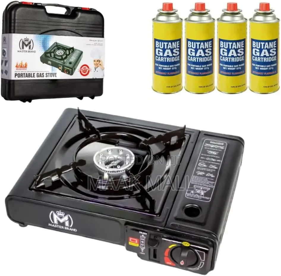 Portable Gas Cooker Stove With 4 Butane Canisters and Carry Case