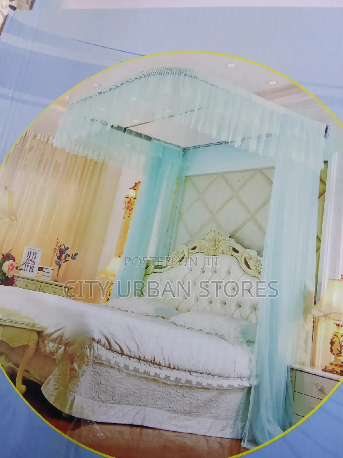 Light Blue Wall Mounted Mosquito Nets