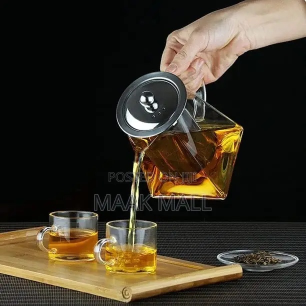 Glass Herbal Tea Pot With Stainless Steel Filter 1000mls