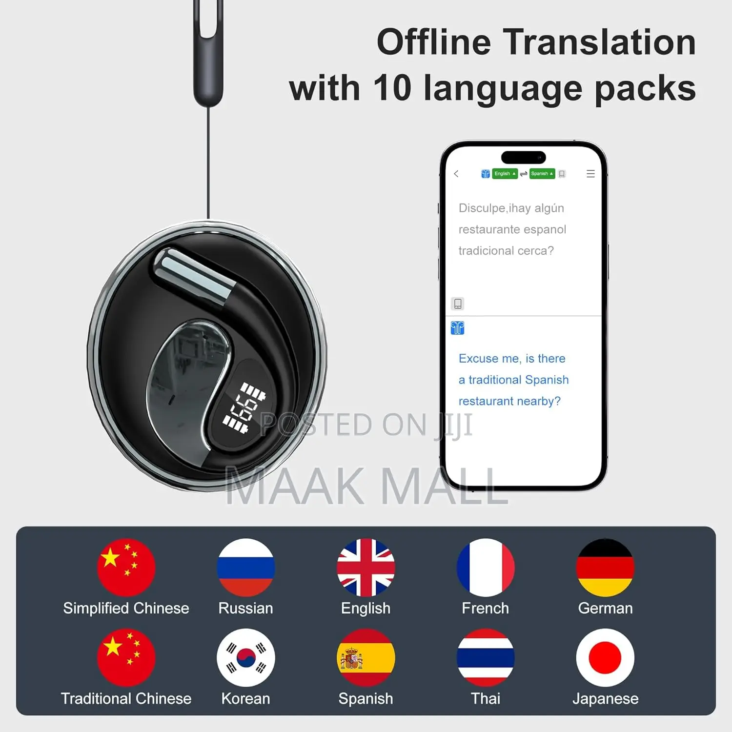 Ai Language Translator Earbuds, Ows Real Time 3 in 1 Translation