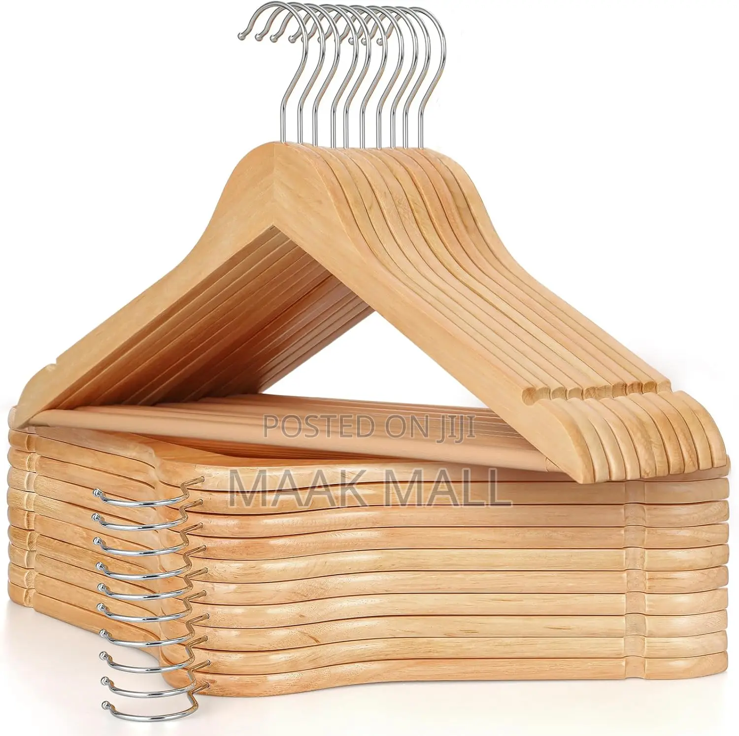 Wooden Coat Hangers 20 Pack, Natural Wood Suit Hangers With Non Slip
