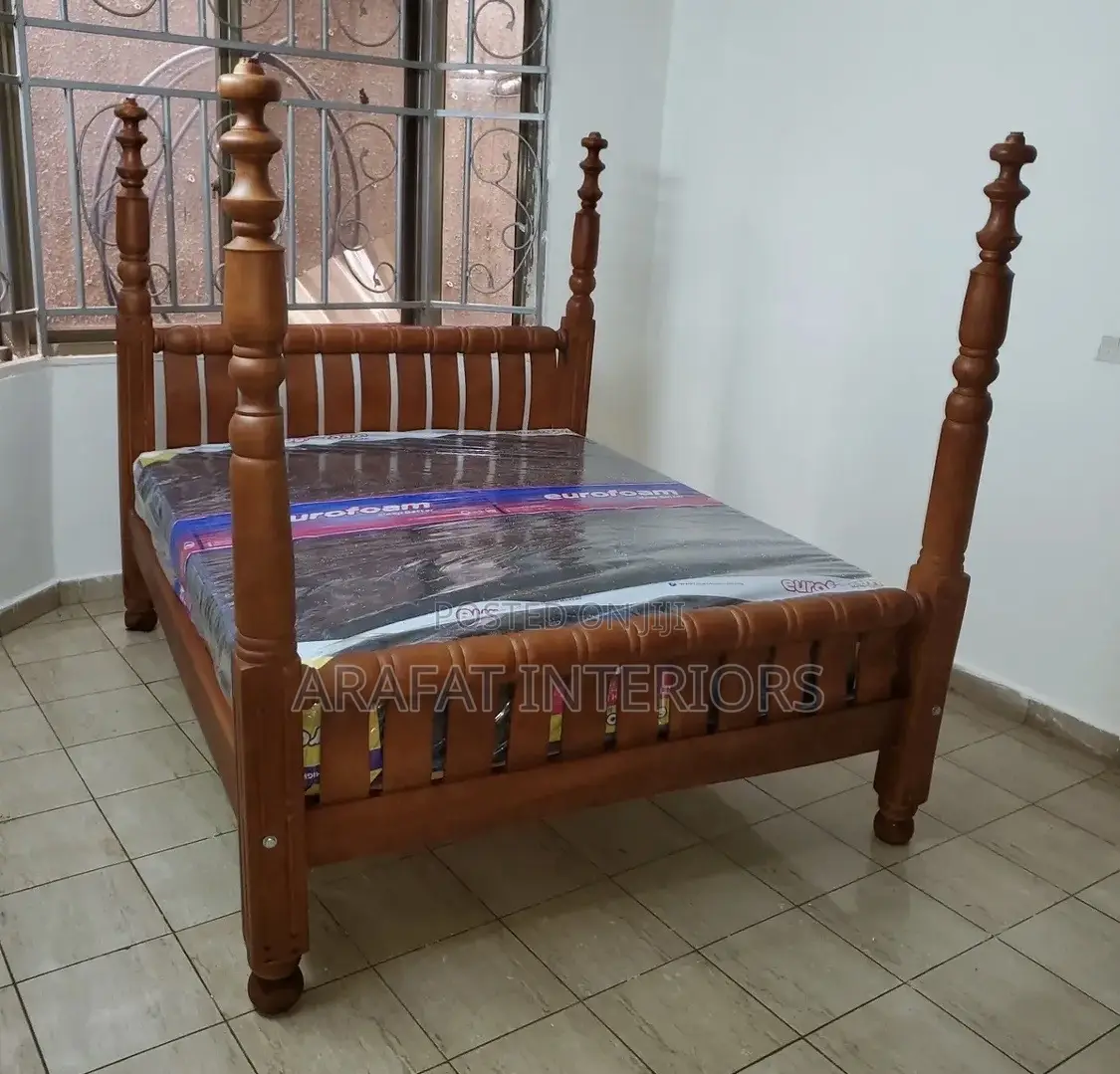 5by6 Wooden Bed Turned Warm Brown Finish