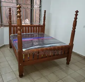 5by6 Wooden Bed Turned Warm Brown Finish