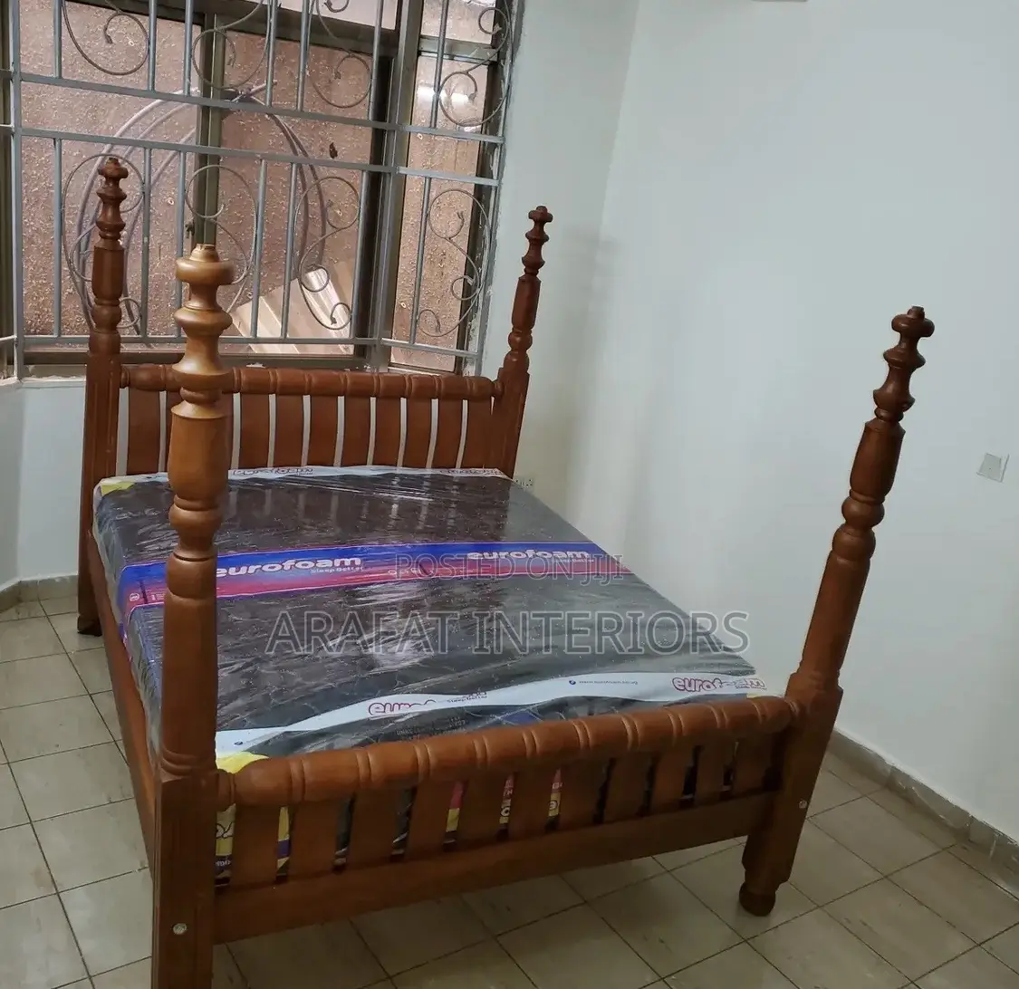 5by6 Wooden Bed Turned Warm Brown Finish